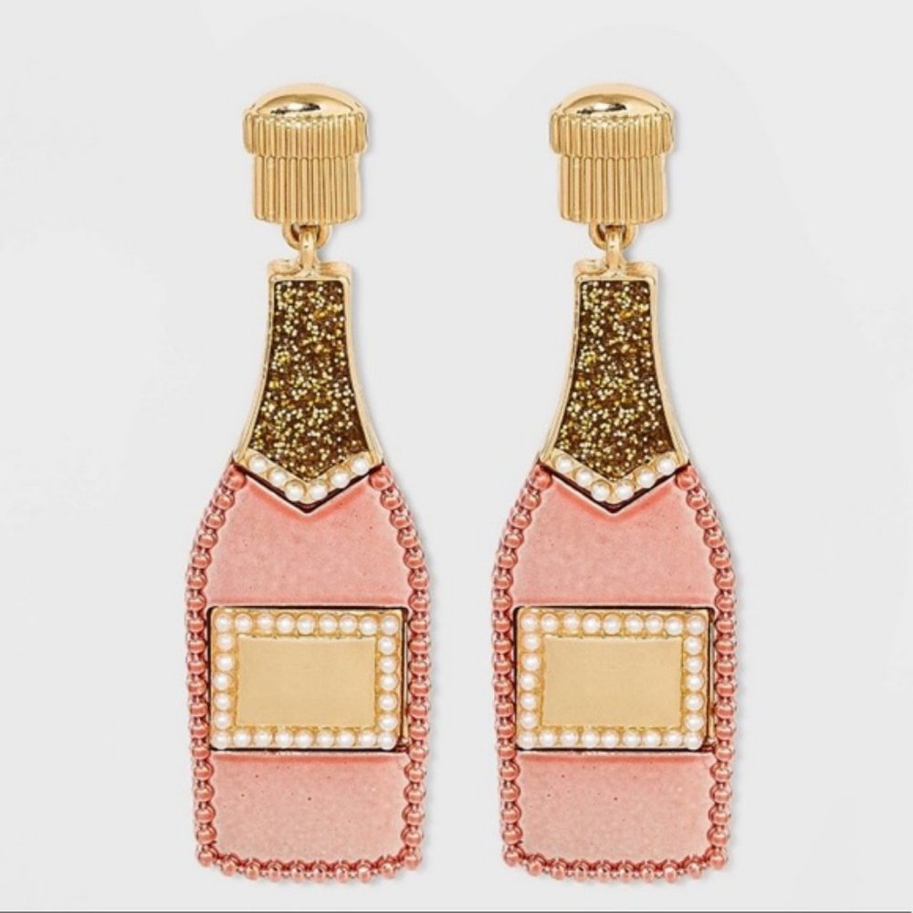 NWT Rosé Bottle Bauble Bar Earrings